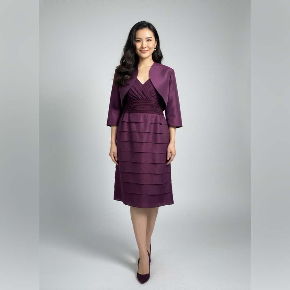S.L. Fashions Eggplant Purple Women Dress